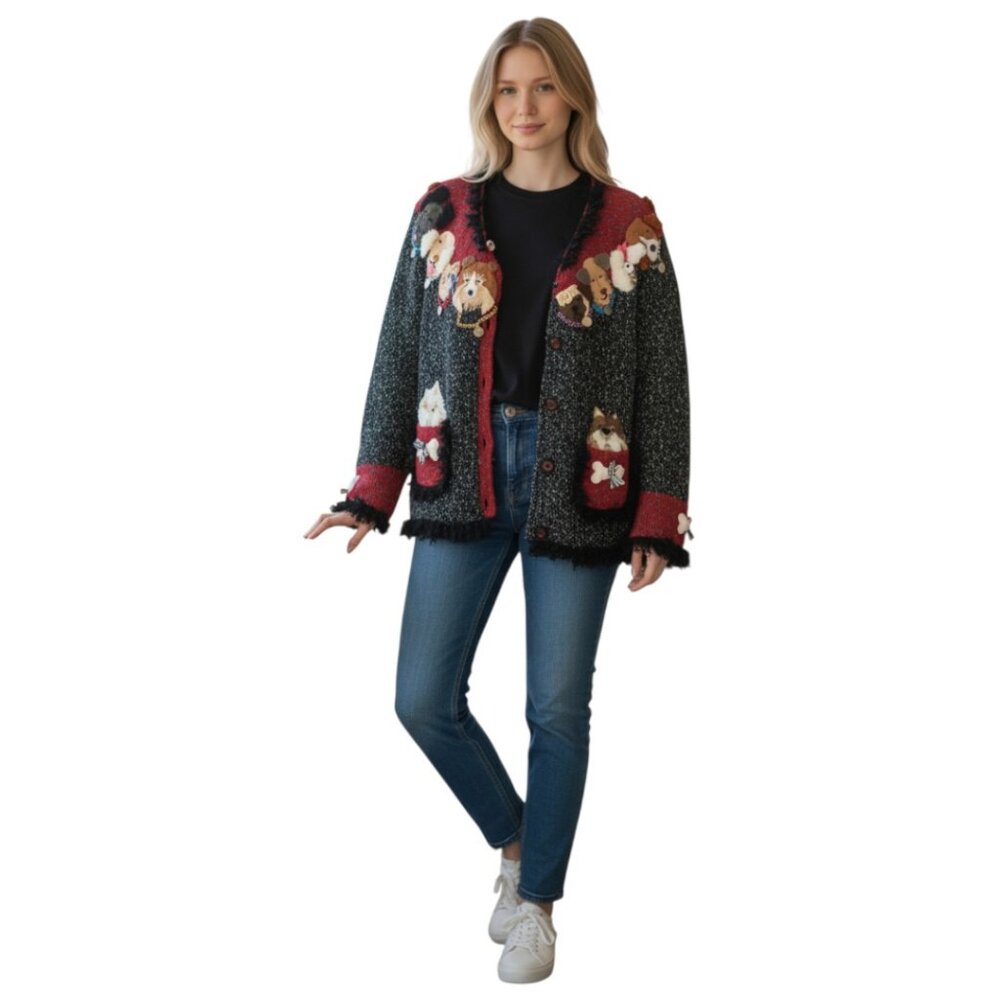 Vintage Design Options Dog Show Cardigan NWT M